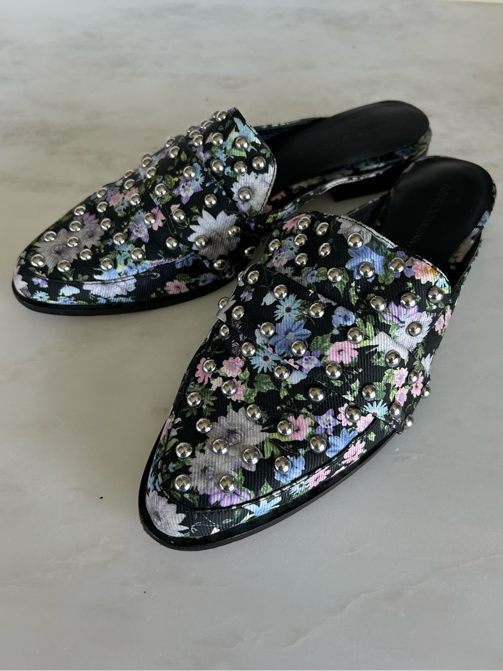 Rebecca Minkoff Milena Black Floral Mule Size 7 Business Casual Office